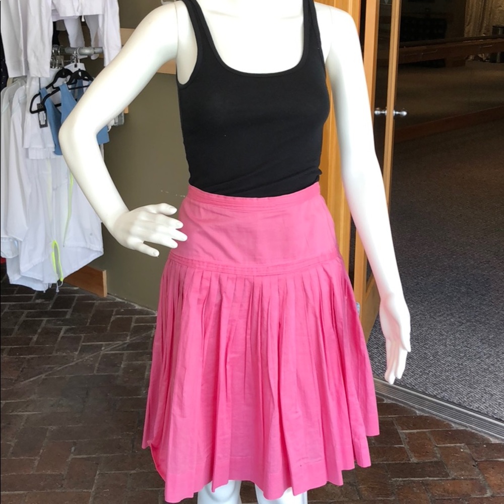 Pink J Crew pleated knee-length skirt